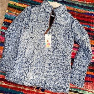 Blue sherpa pullover